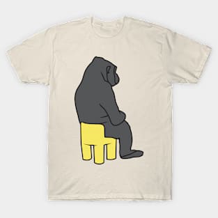 Funny Gorilla Sitting On Yellow Chair T-Shirt